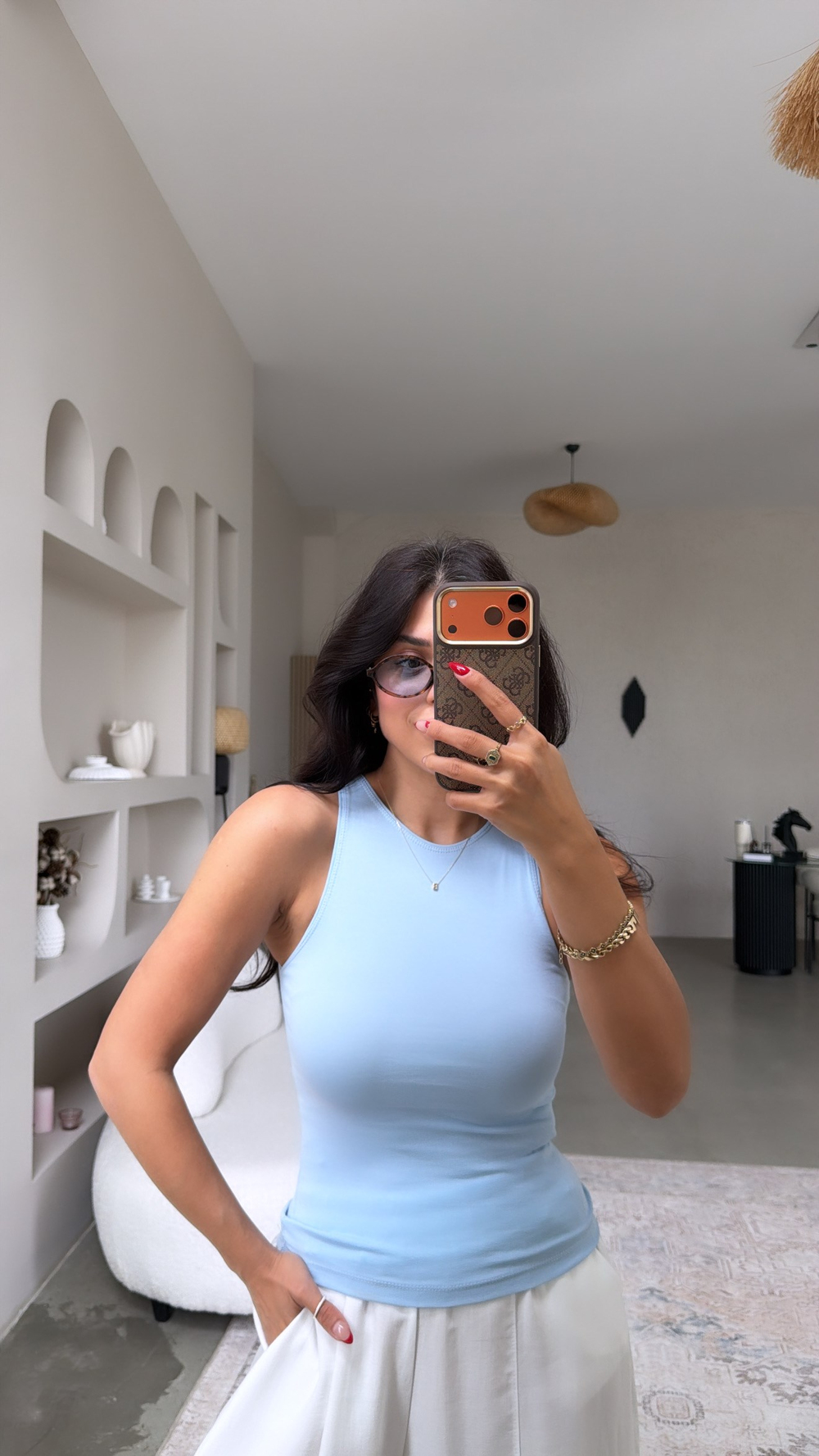 Bebe Mavi Halter Yaka Pamuk Atlet