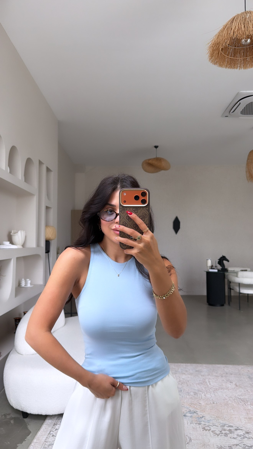 Bebe Mavi Halter Yaka Pamuk Atlet