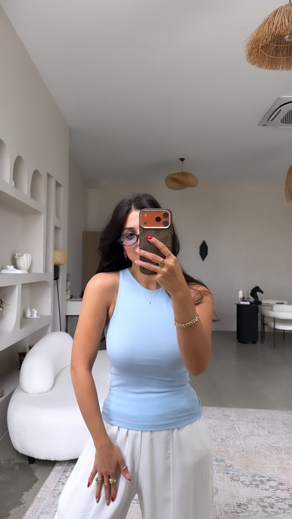 Bebe Mavi Halter Yaka Pamuk Atlet
