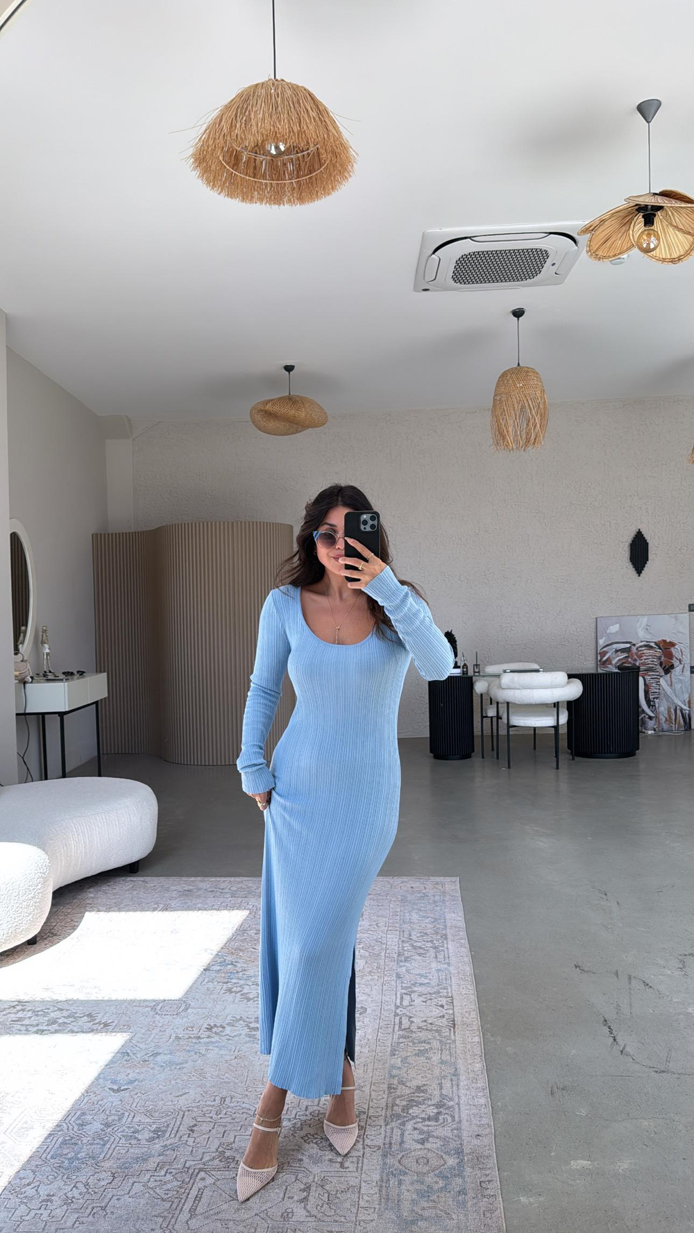 Bebe Mavi Lycra Basic Triko Elbise