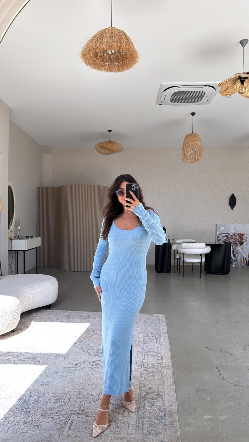 Bebe Mavi Lycra Basic Triko Elbise