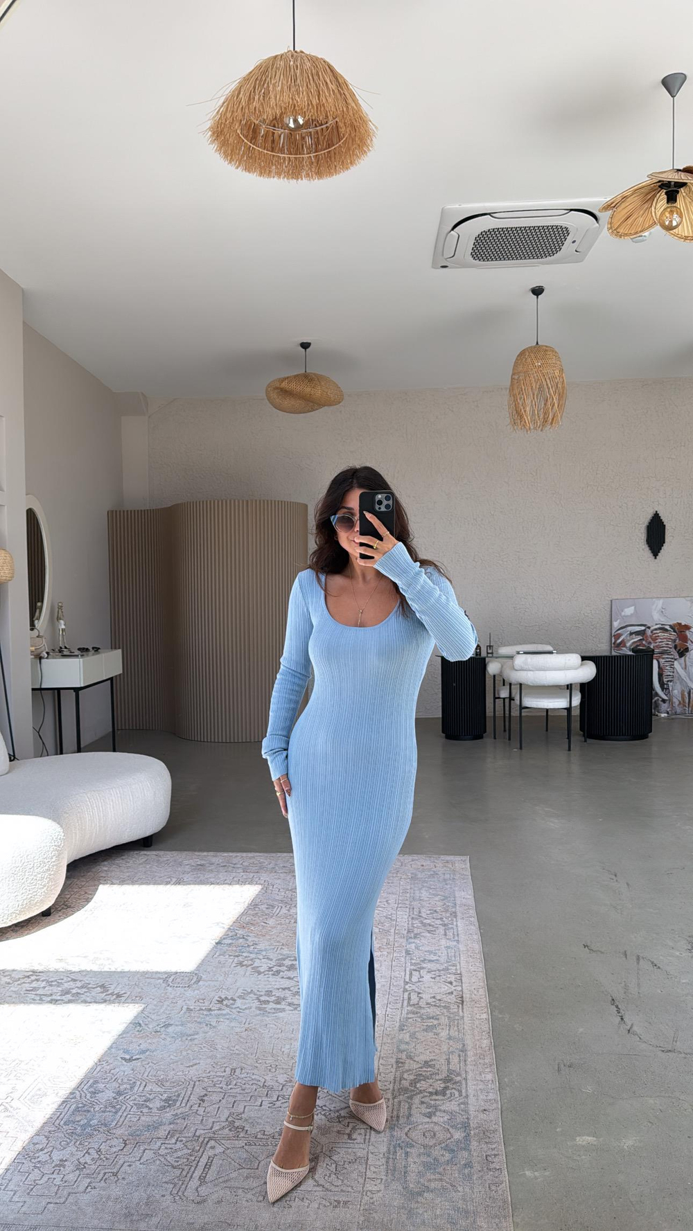 Bebe Mavi Lycra Basic Triko Elbise