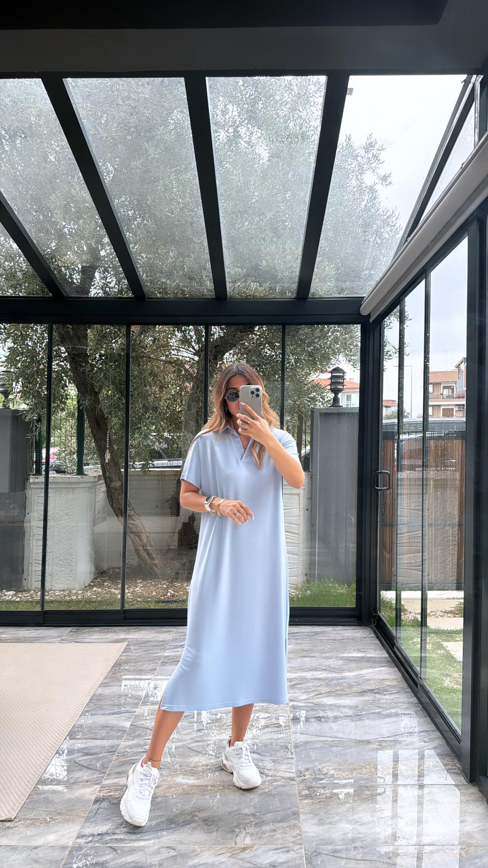 Bebe Mavi Polo Yakalı Elbise