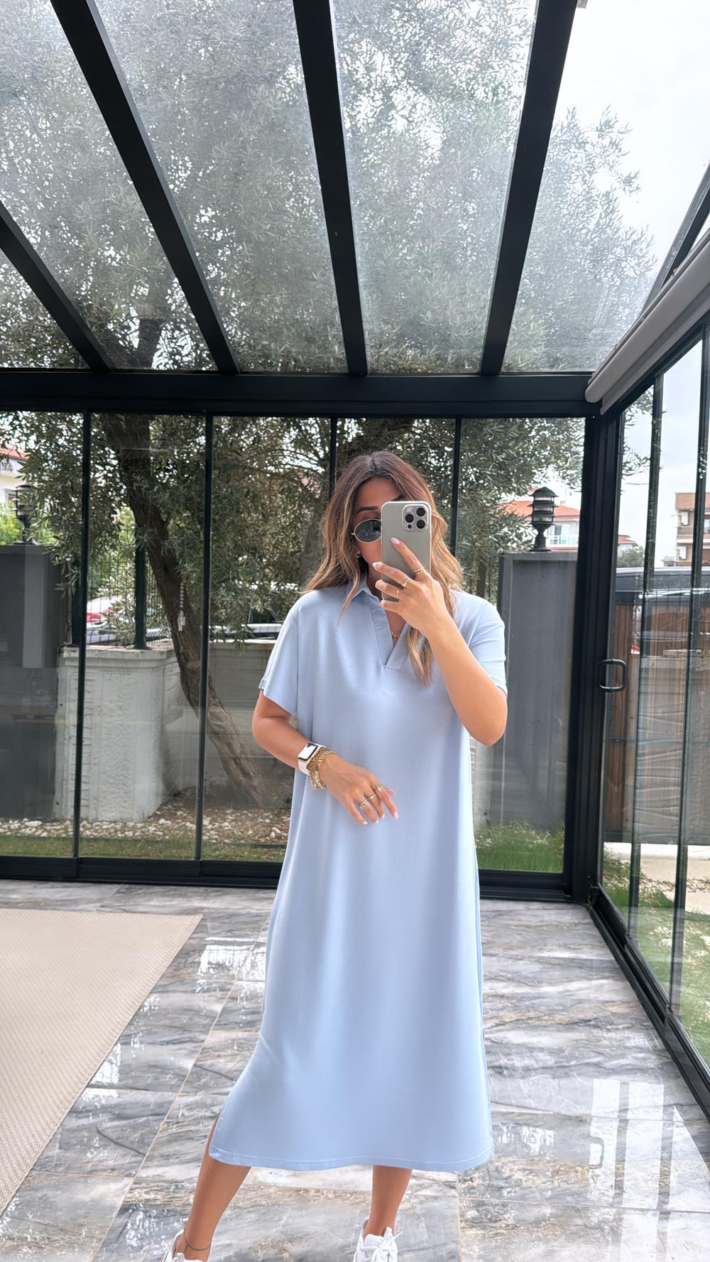 Bebe Mavi Polo Yakalı Elbise