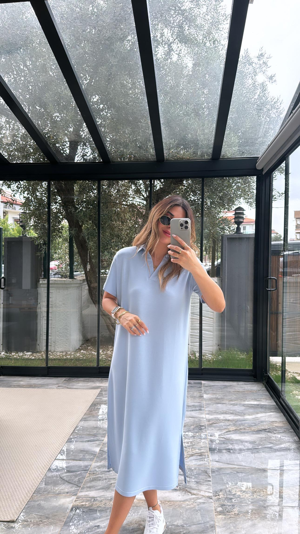 Bebe Mavi Polo Yakalı Elbise