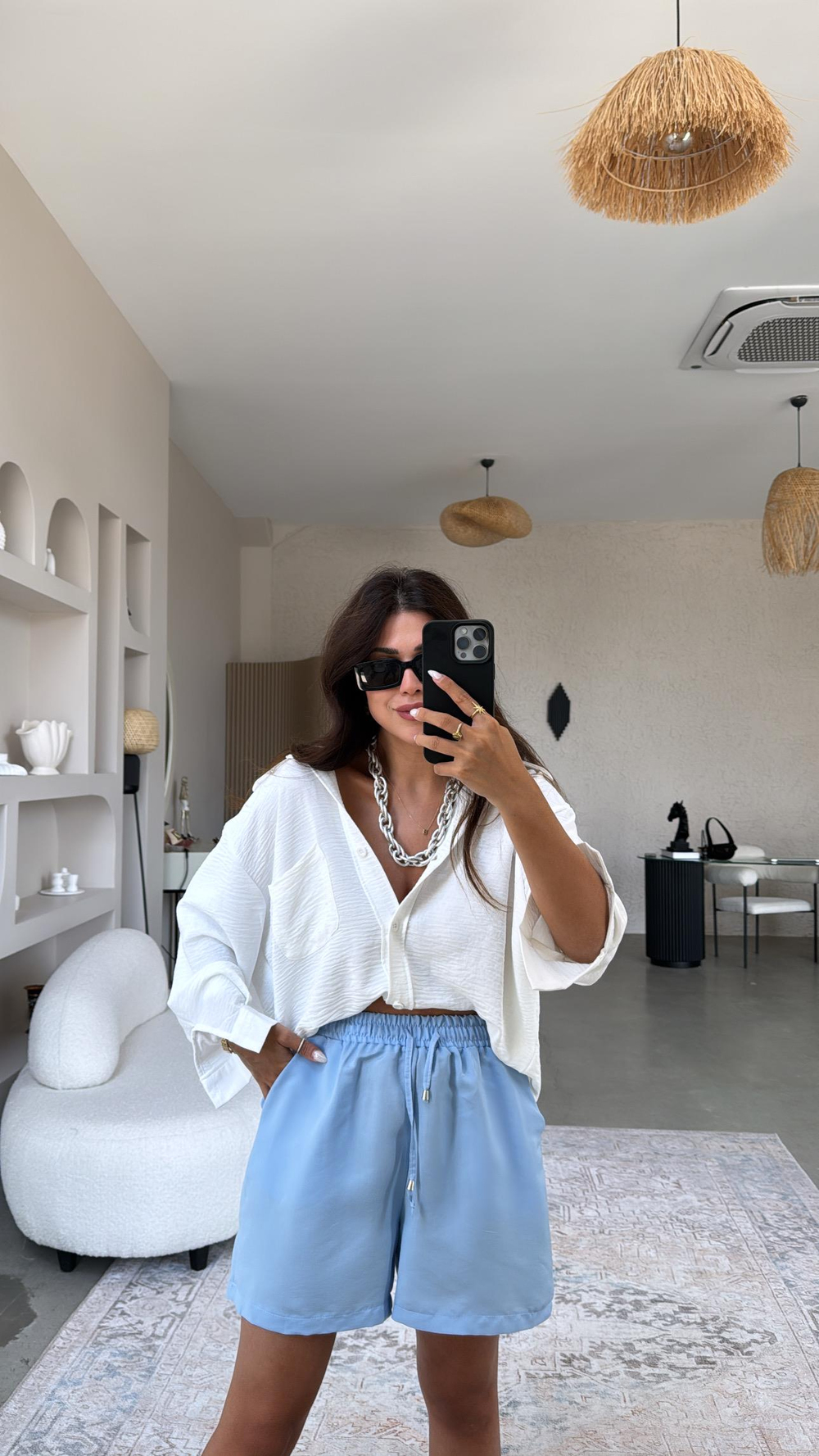 Bebe Mavi Tensel Basic Şort