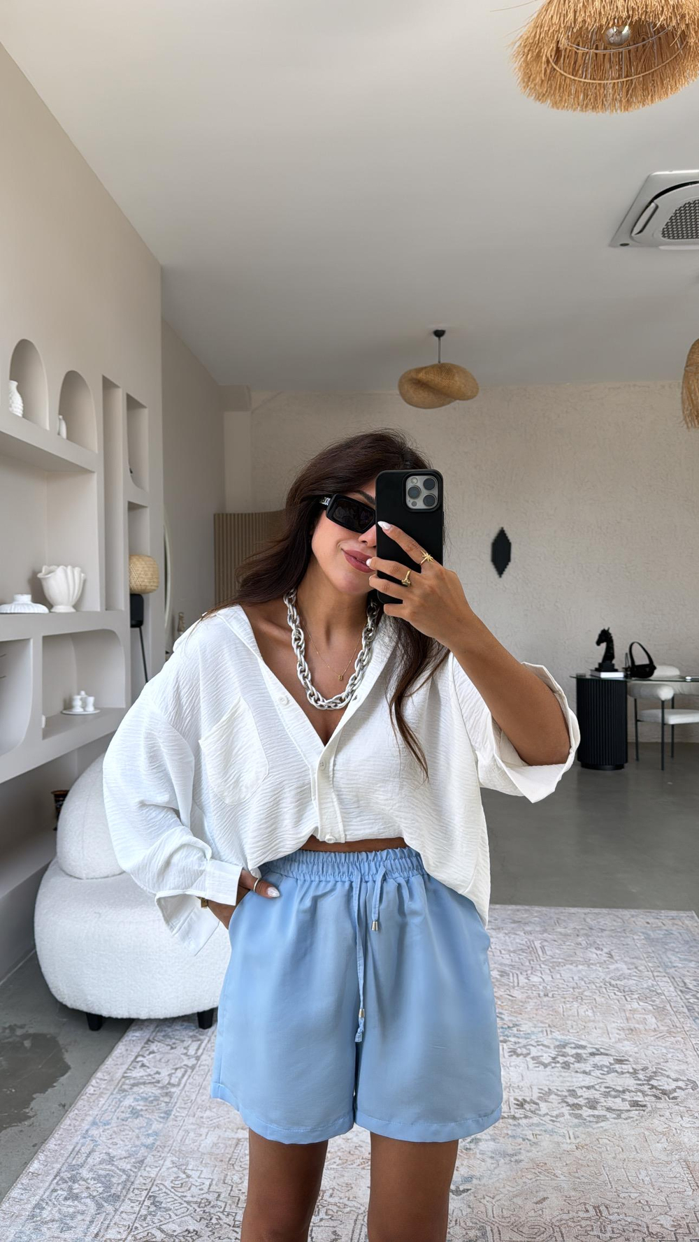 Bebe Mavi Tensel Basic Şort