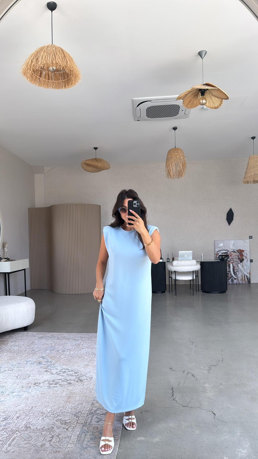 Bebe Mavi Vatkalı Modal Elbise