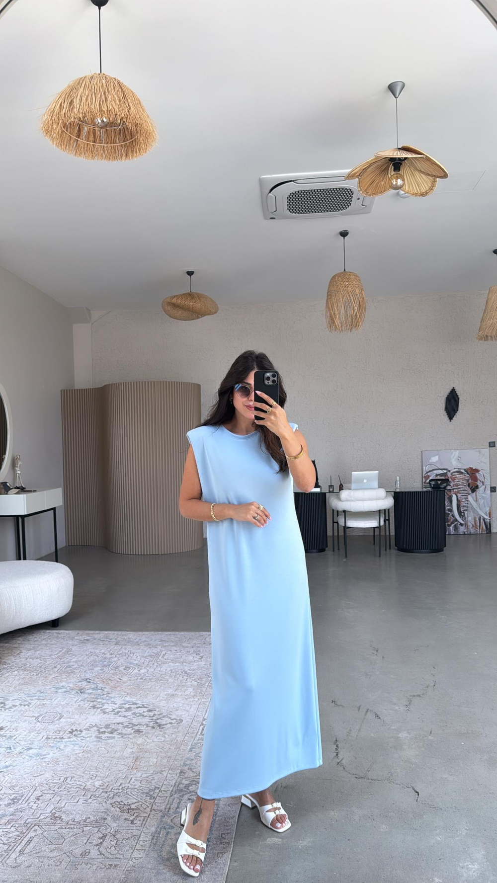 Bebe Mavi Vatkalı Modal Elbise
