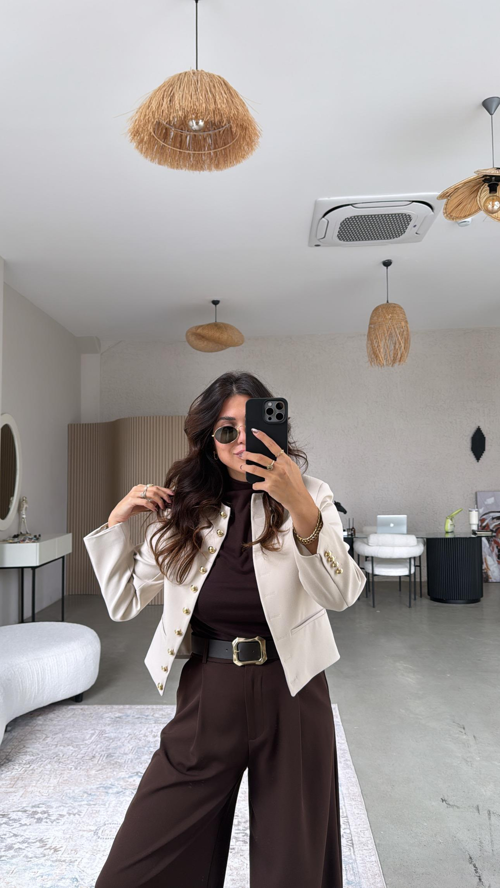 Bej Gold Düğmeli ZR Model Premium Ceket