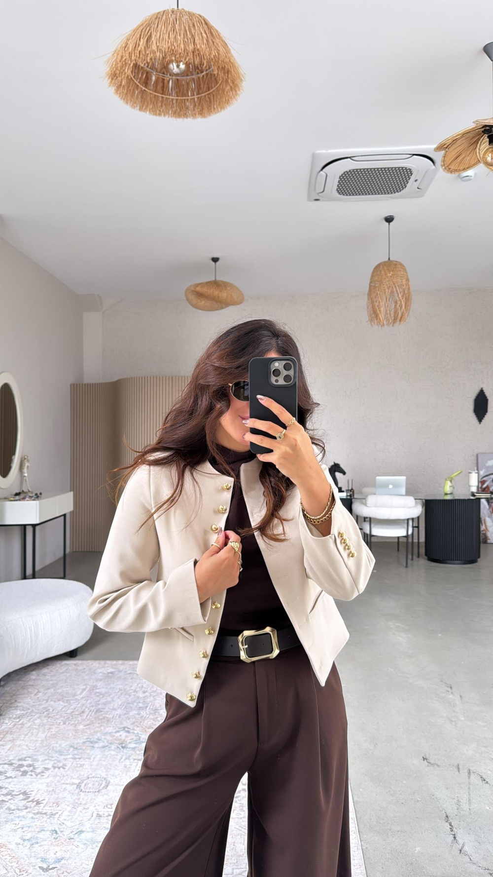 Bej Gold Düğmeli ZR Model Premium Ceket