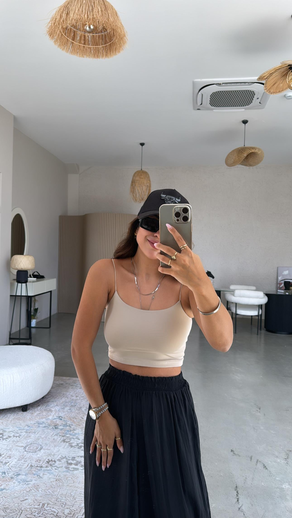 Bej Lastik Askı Crop