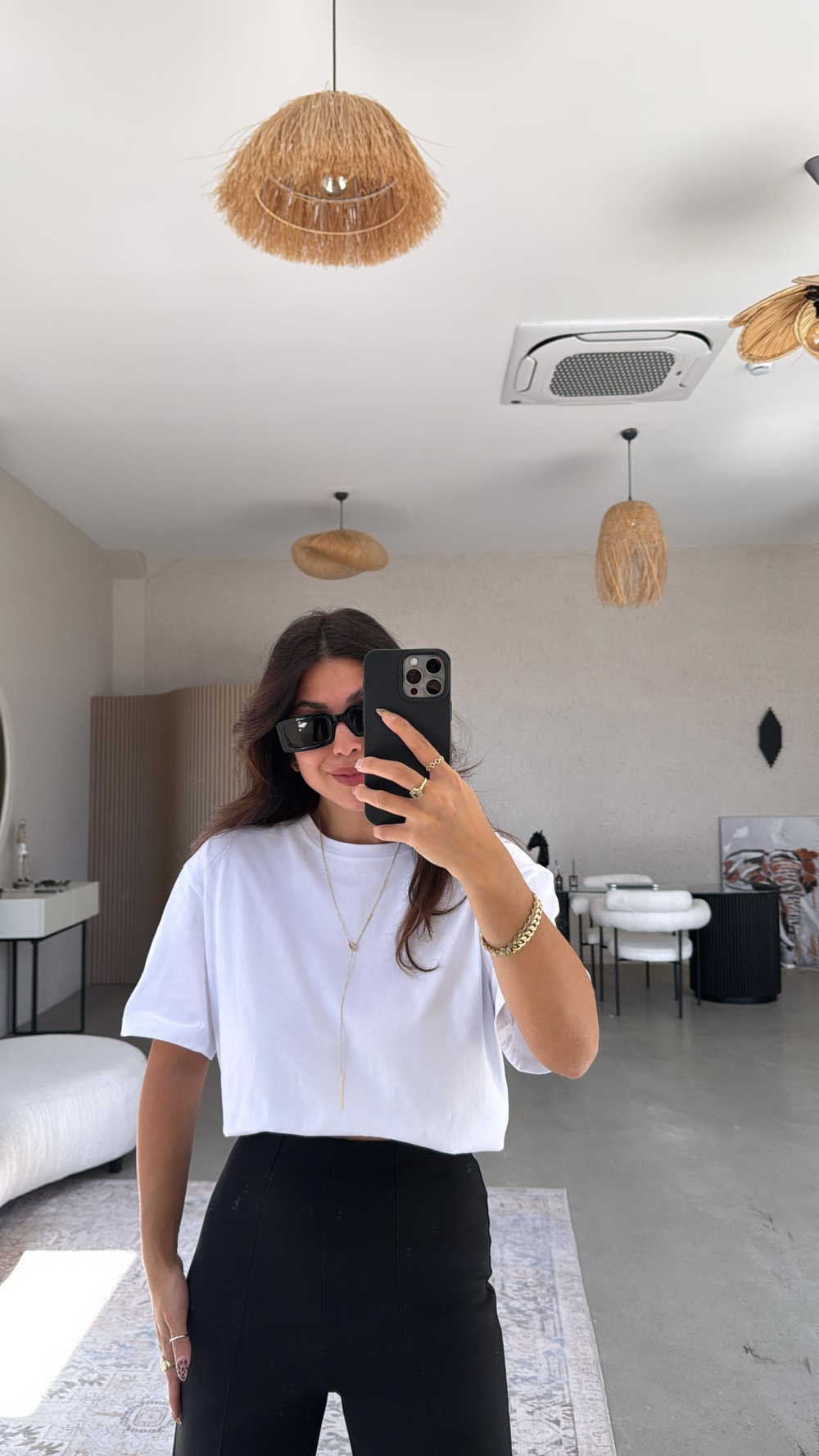 Beyaz Basic Bisiklet Yaka Tshirt