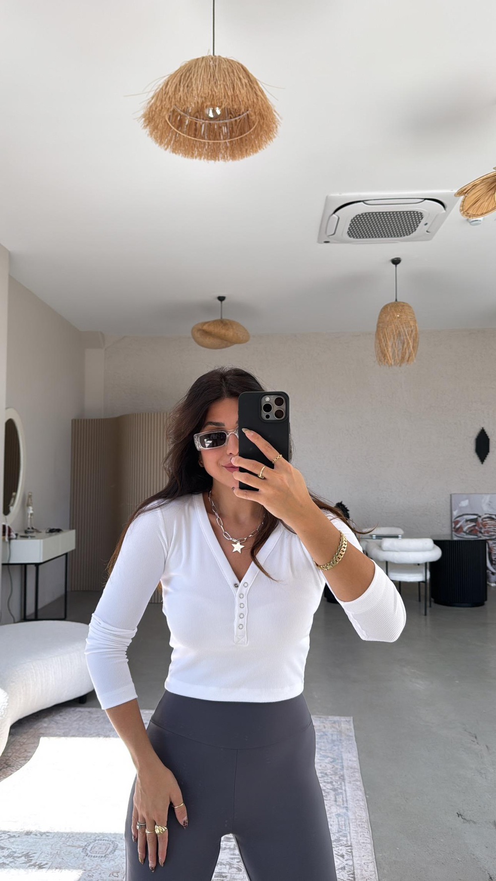 Beyaz Çıtçıtlı Ribana Bluz