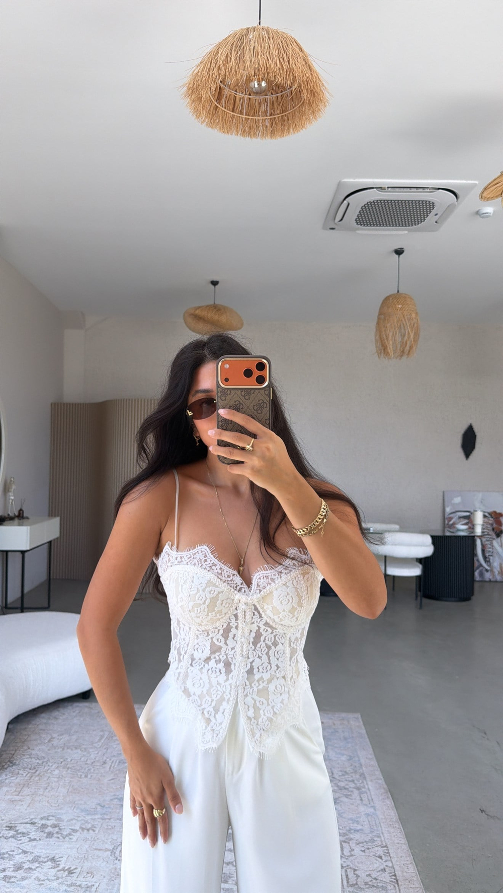 Beyaz Dantel Detaylı Premium Korse