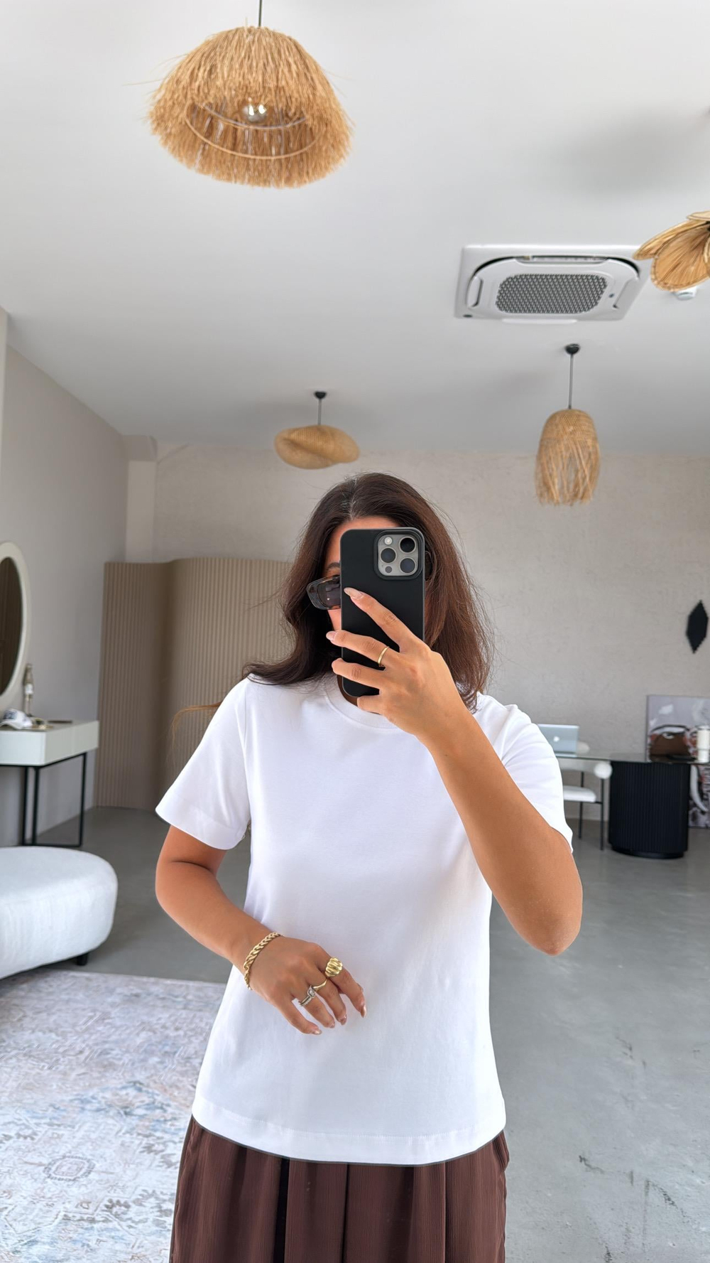 Beyaz Dlv Basic Pamuk Tshirt