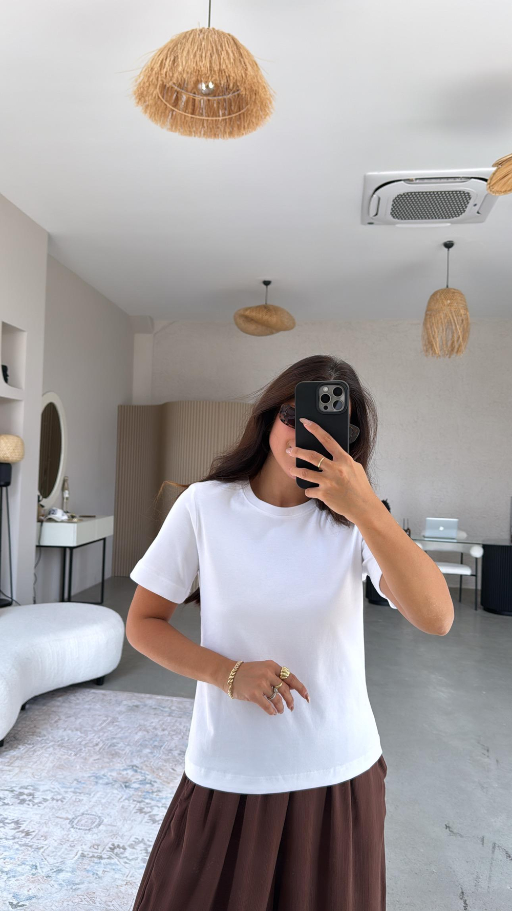 Beyaz Dlv Basic Pamuk Tshirt