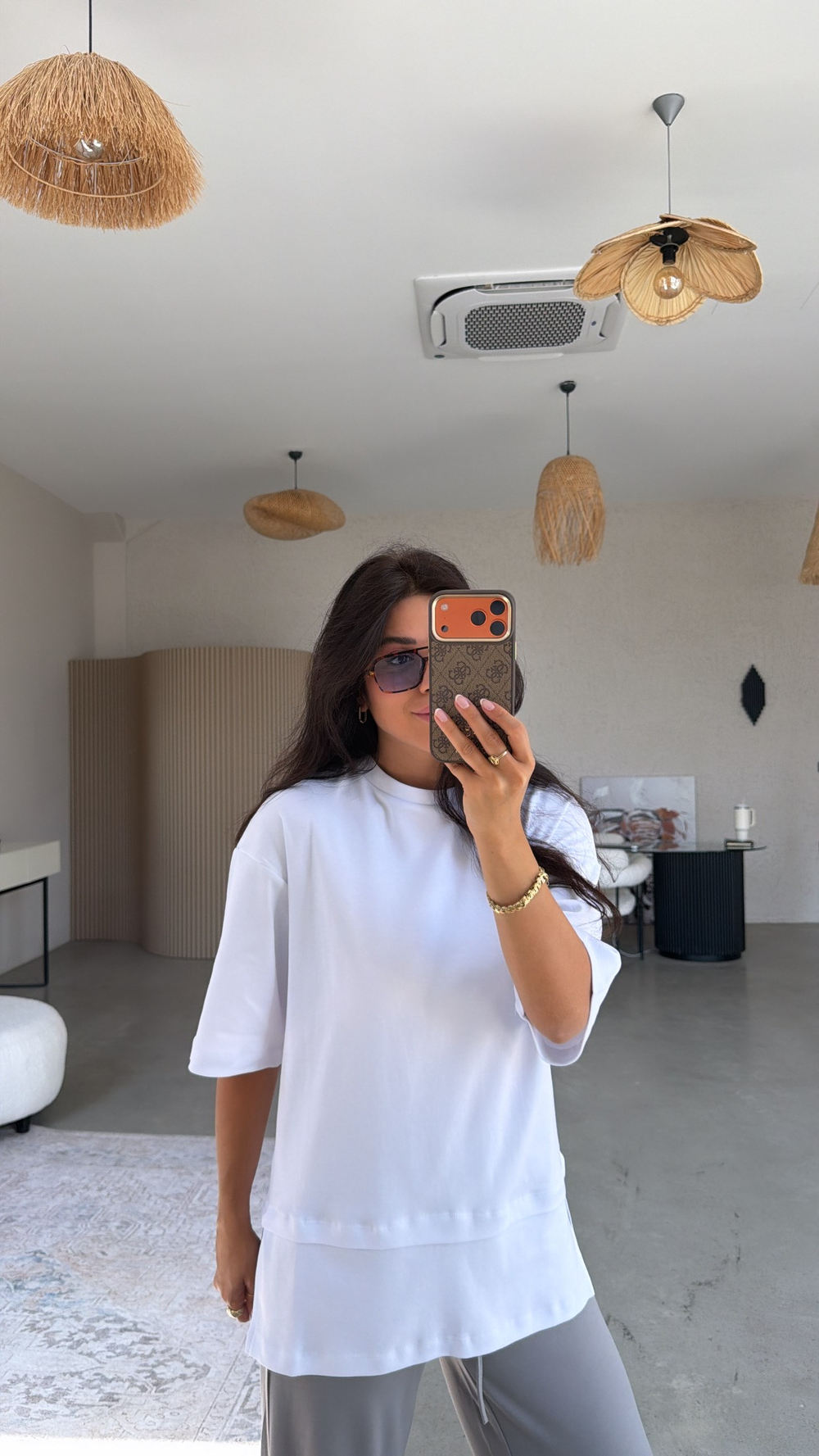 Beyaz İnterlok Kumaş Altı Parçalı Basic Tshirt