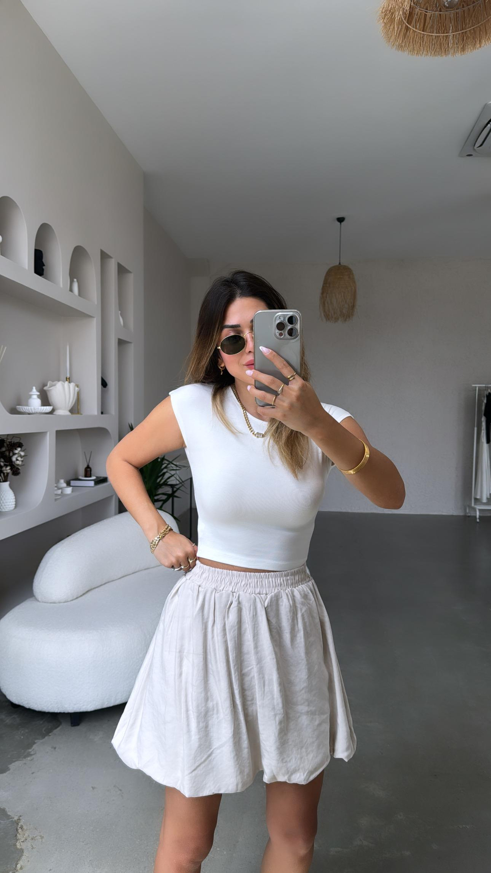 Beyaz Modal Kumaş Basic Tshirt