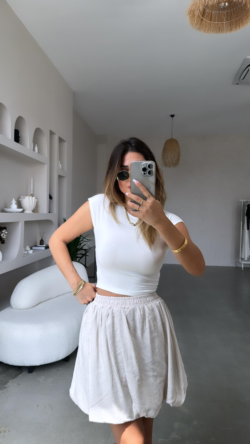 Beyaz Modal Kumaş Basic Tshirt