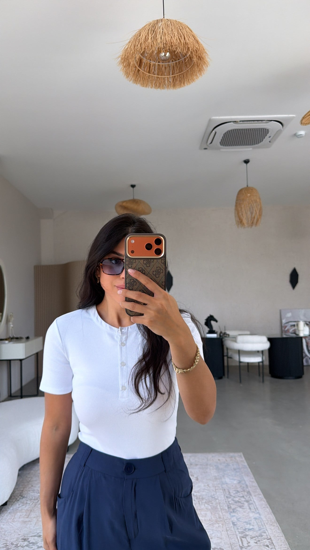 Beyaz Orijinal ZR Düğmeli Ribana Tshirt