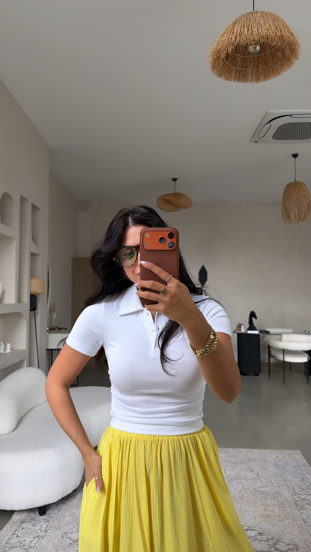 Beyaz Polo Yakalı Pamuklu Kısa Kollu Tshirt