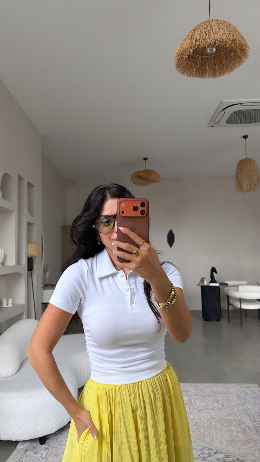 Beyaz Polo Yakalı Pamuklu Kısa Kollu Tshirt