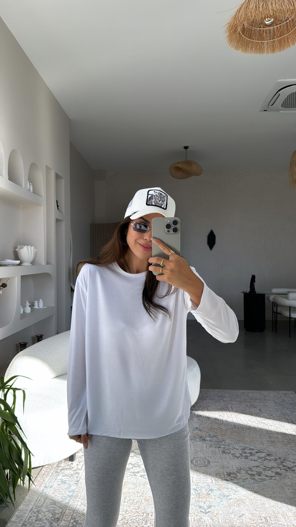 Beyaz Uzun Kol Oys Basic Bluz