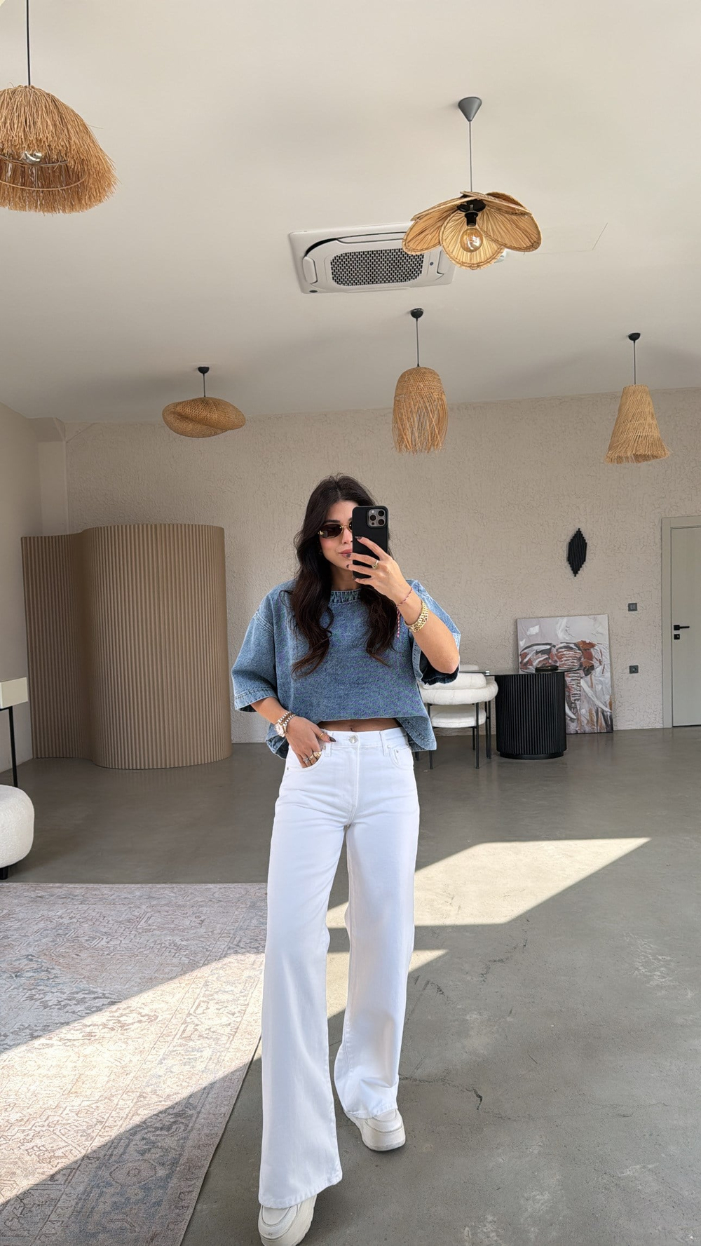 Beyaz ZR Ara Bel Orijinal Jean