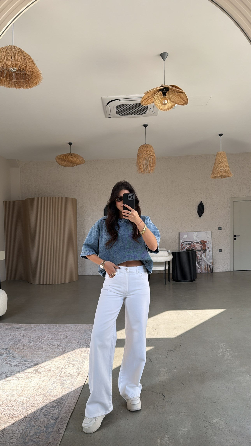 Beyaz ZR Ara Bel Orijinal Jean