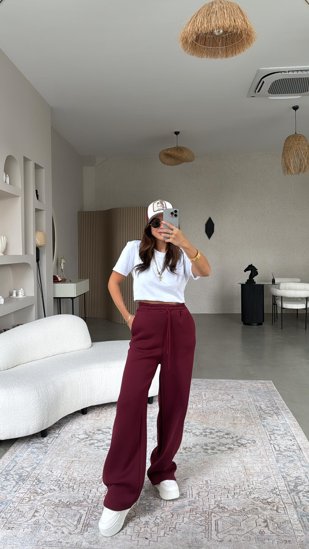 Bordo Bol Paça Premium Şardonlu Eşofman