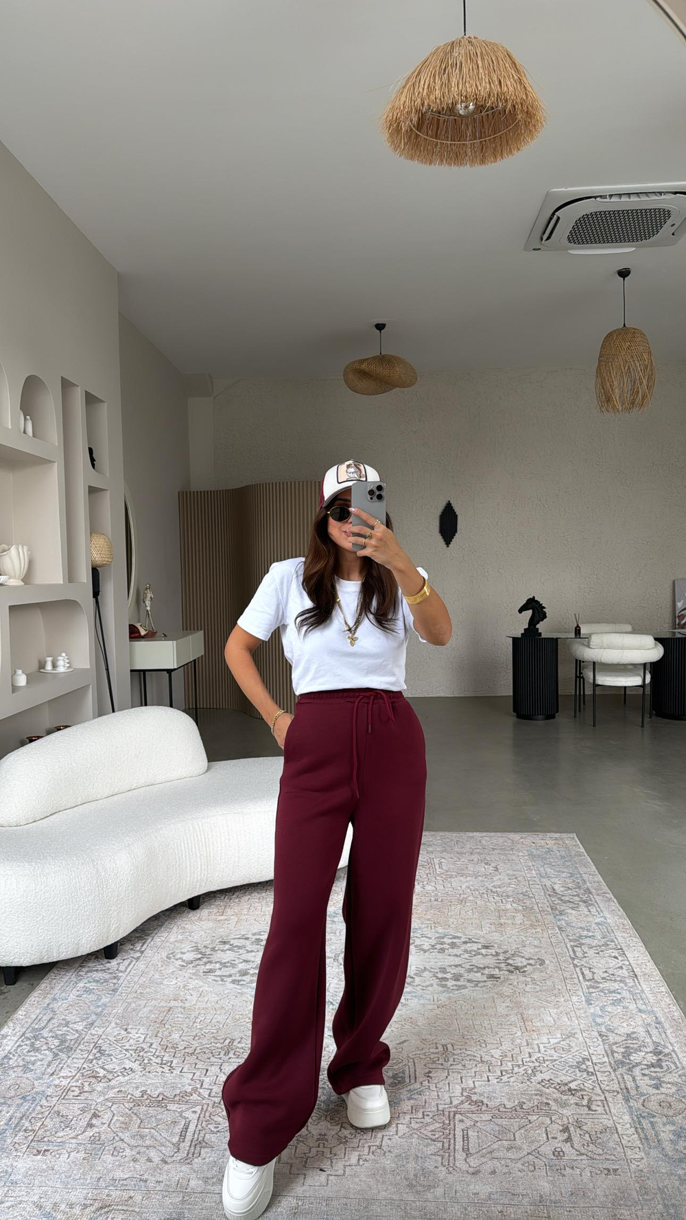 Bordo Bol Paça Premium Şardonlu Eşofman