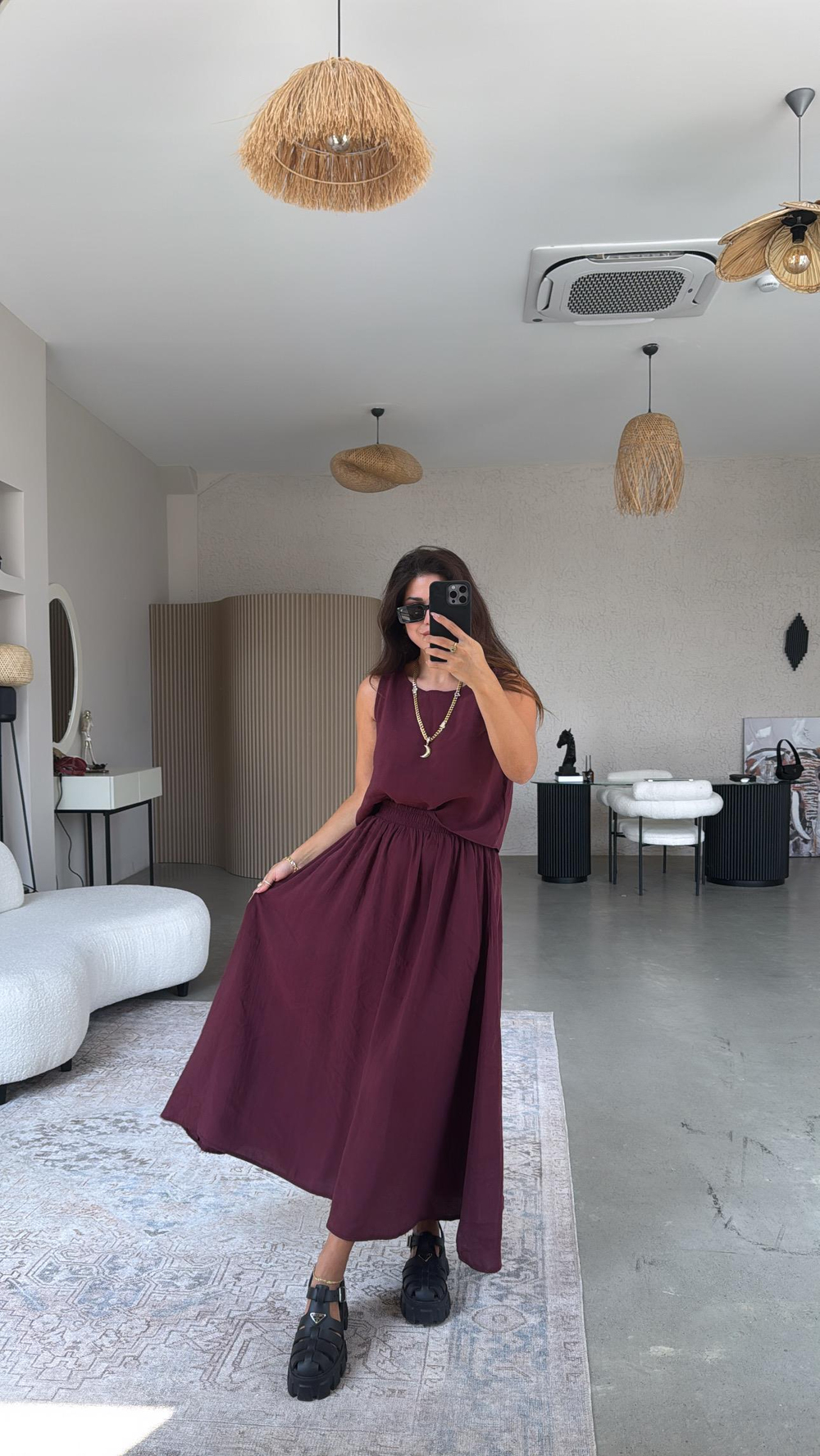Bordo Etek Bluz Dökümlü Takım