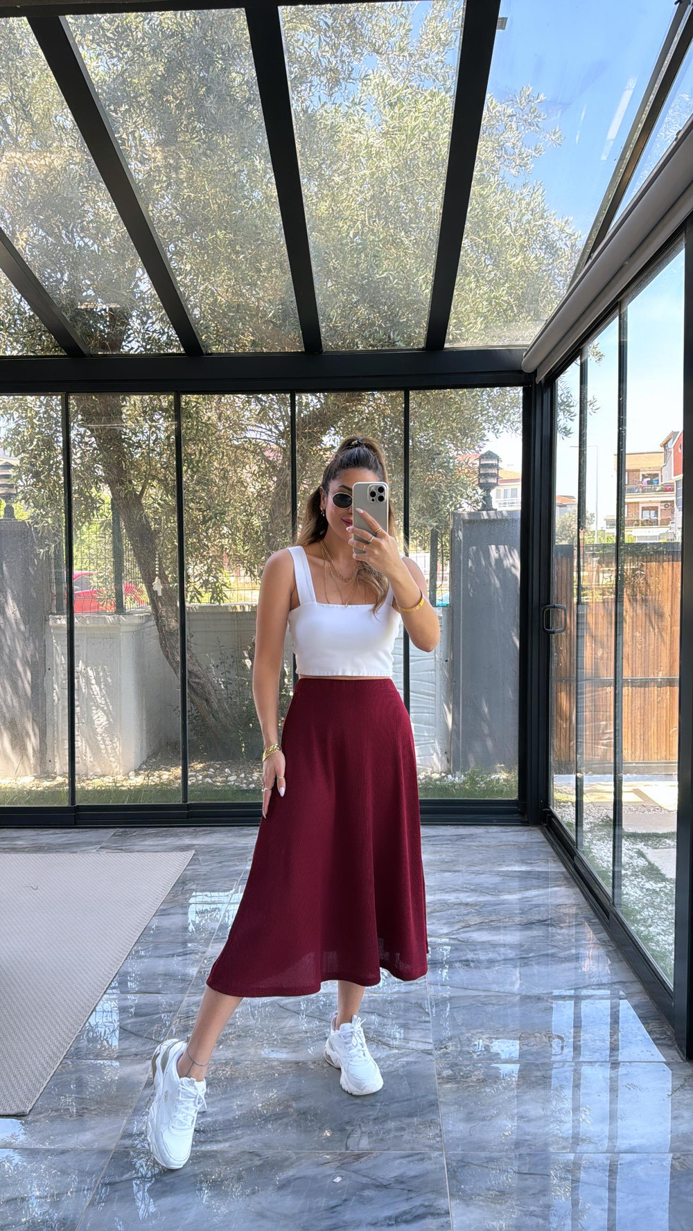 Bordo Kaşkorse Kiloş Etek