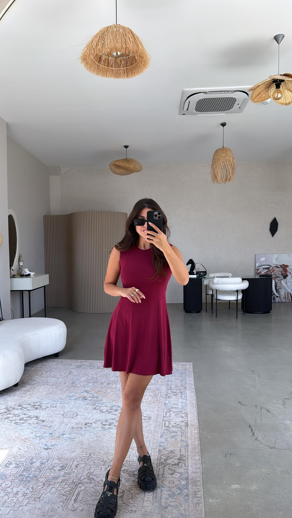 Bordo Modal Kiloş Basic Elbise