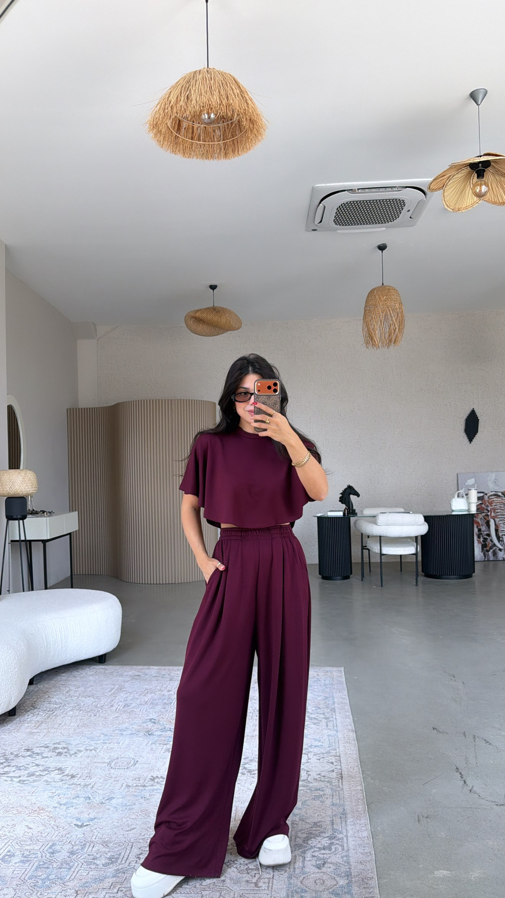 Bordo Modal Pelerinli Cool Takım