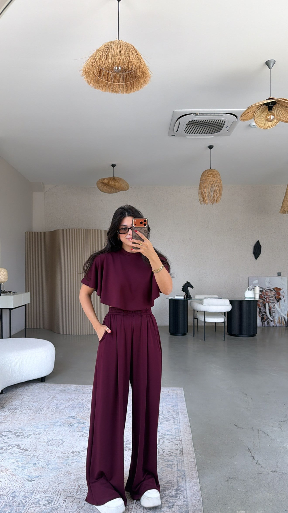 Bordo Modal Pelerinli Cool Takım