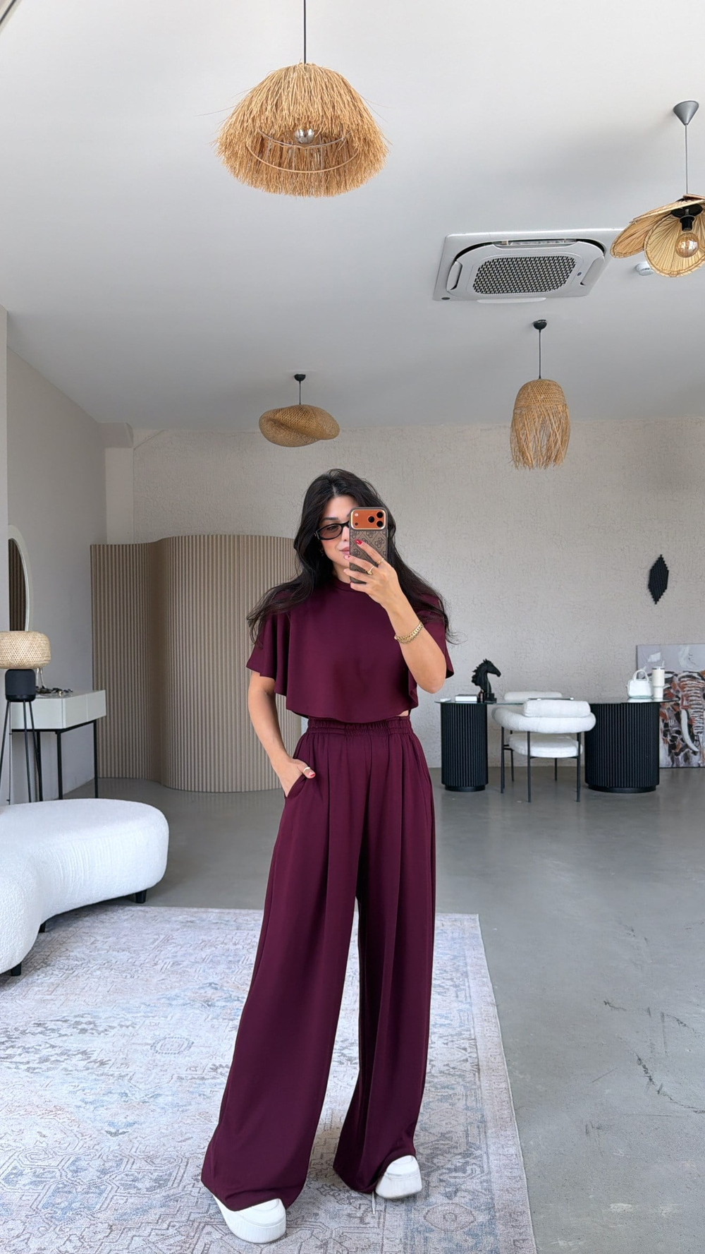 Bordo Modal Pelerinli Cool Takım
