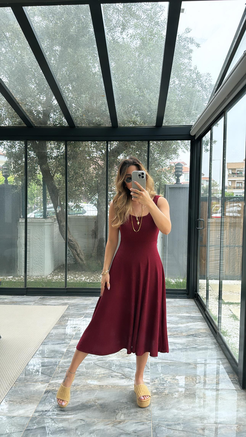 Bordo Özel Üretim Kaşkorse Basic Elbise