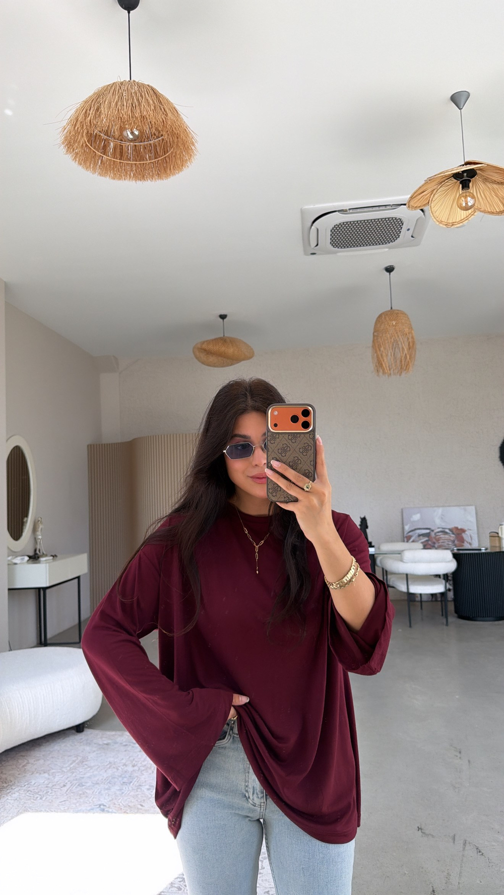 Bordo Uzun Kollu Basic