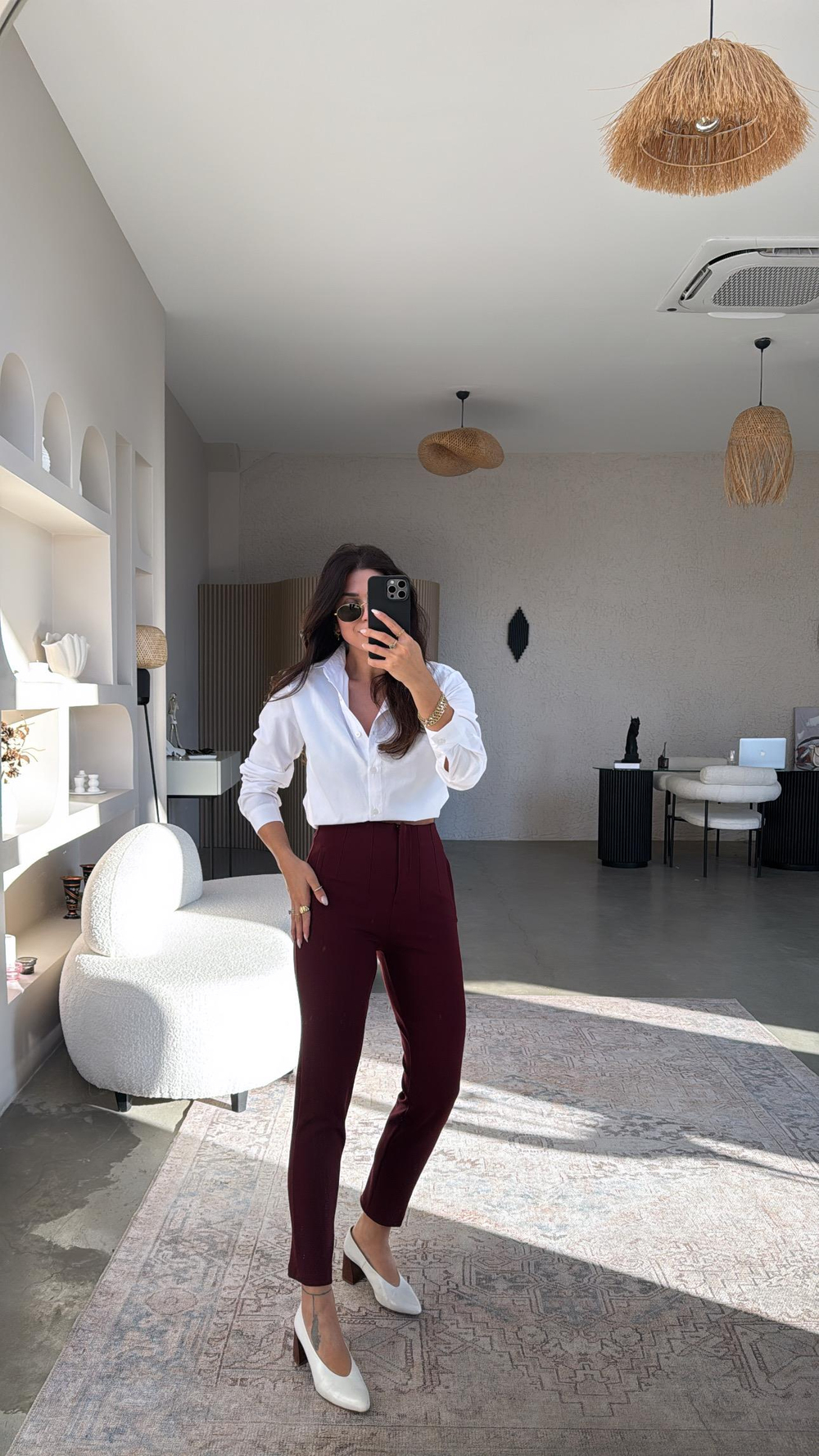Bordo Zr Model Bel Detaylı Kumaş Pantolon