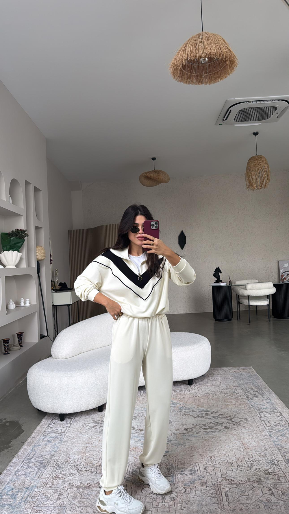 Ekru Garnili Modal Takım