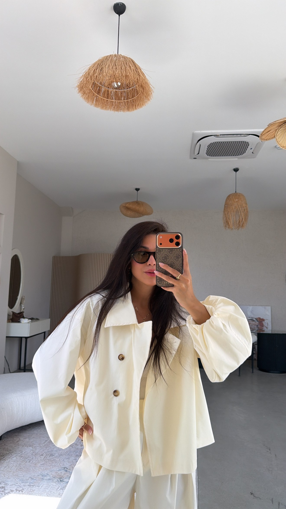 Ekru Premium Trench Pantolon Takım