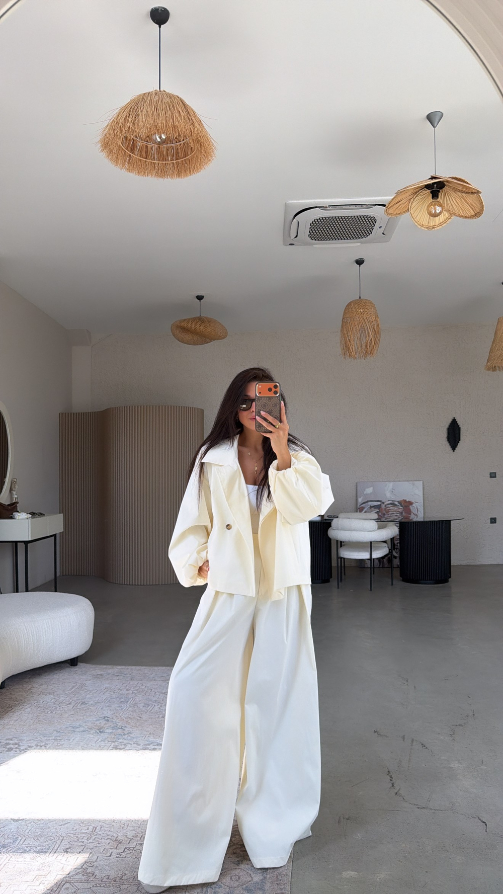Ekru Premium Trench Pantolon Takım