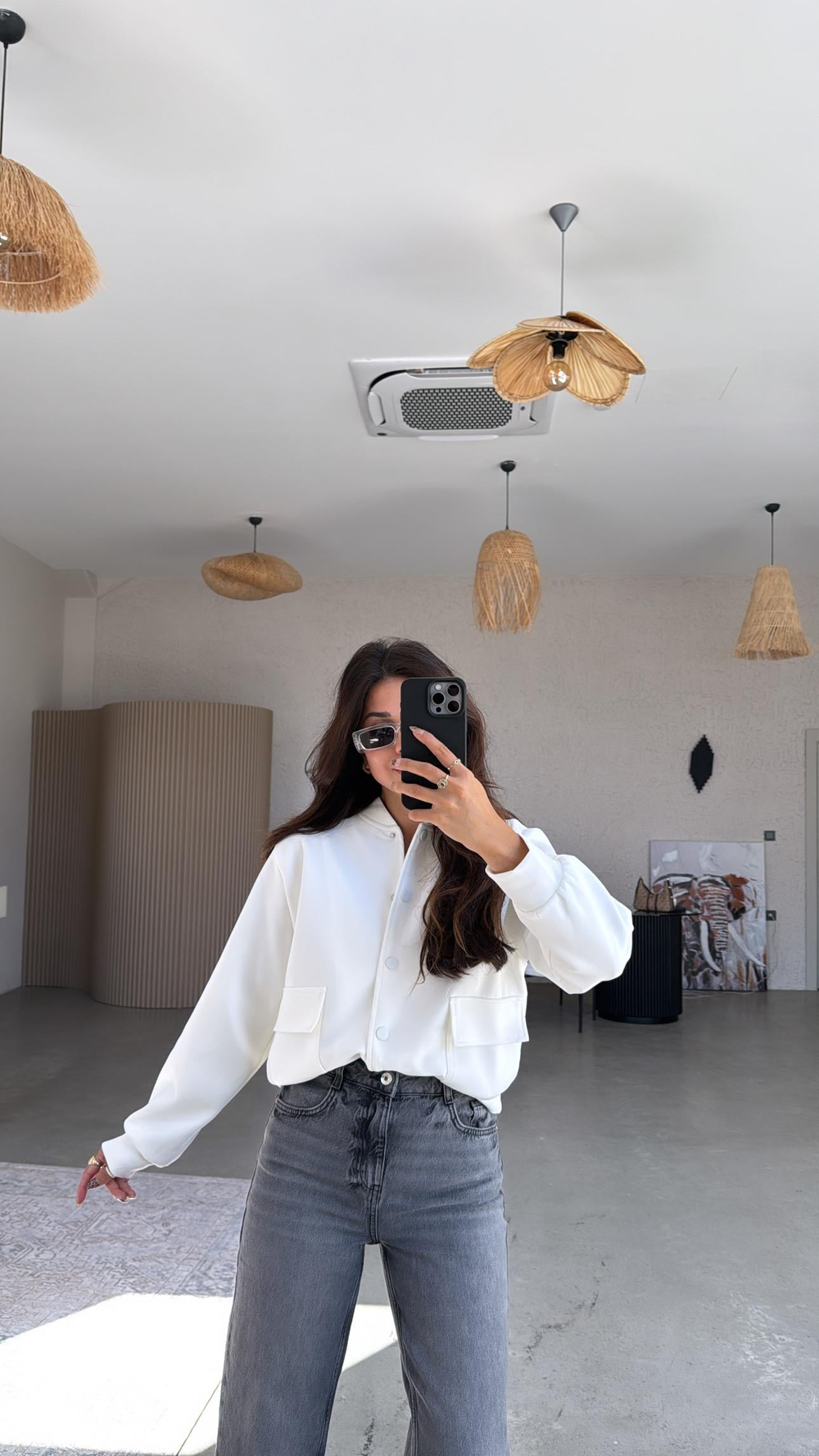 Ekru Scuba Bomber Ceket