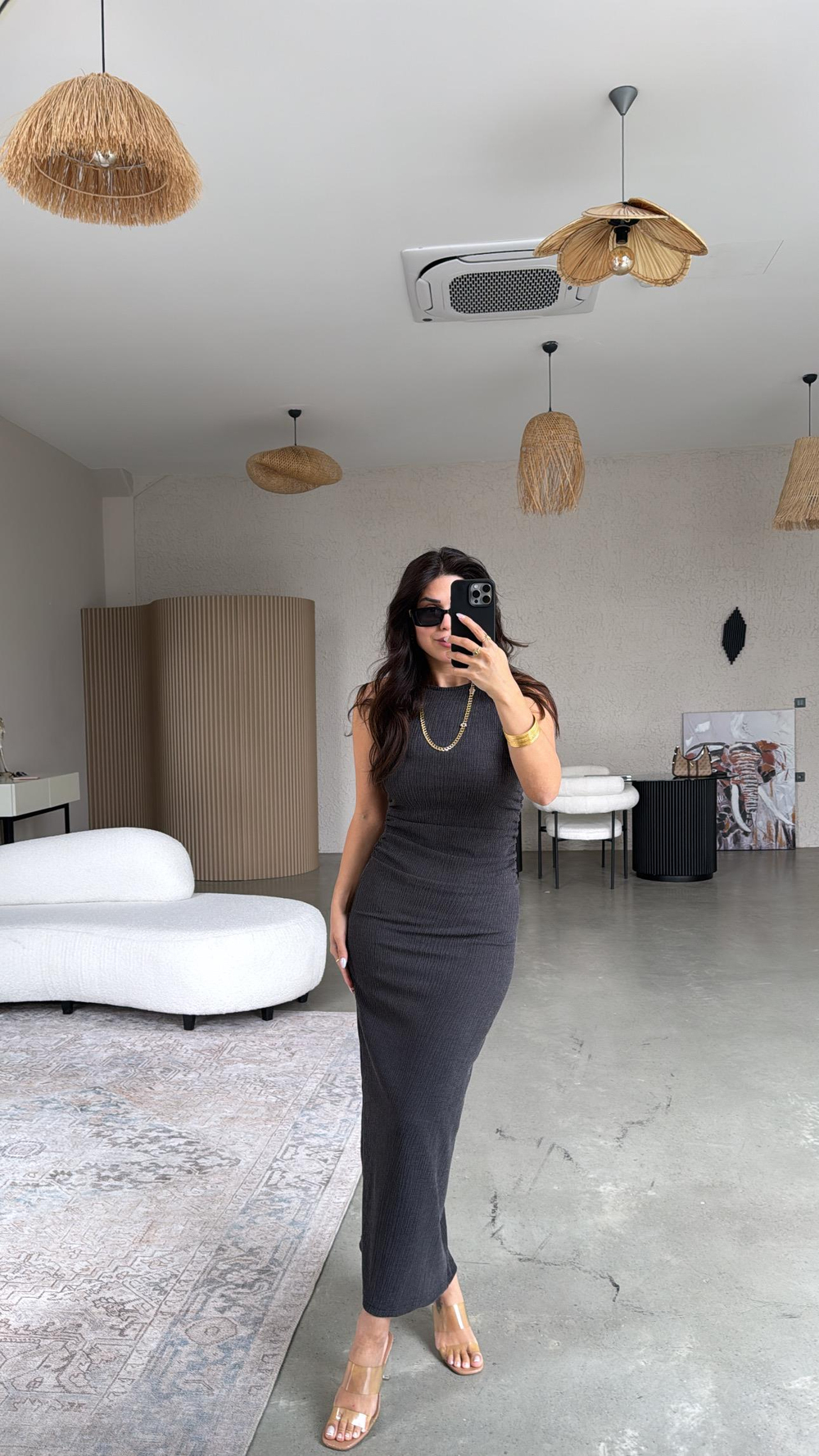 Füme Bürümcük ZR Model Büzgü Detay Elbise