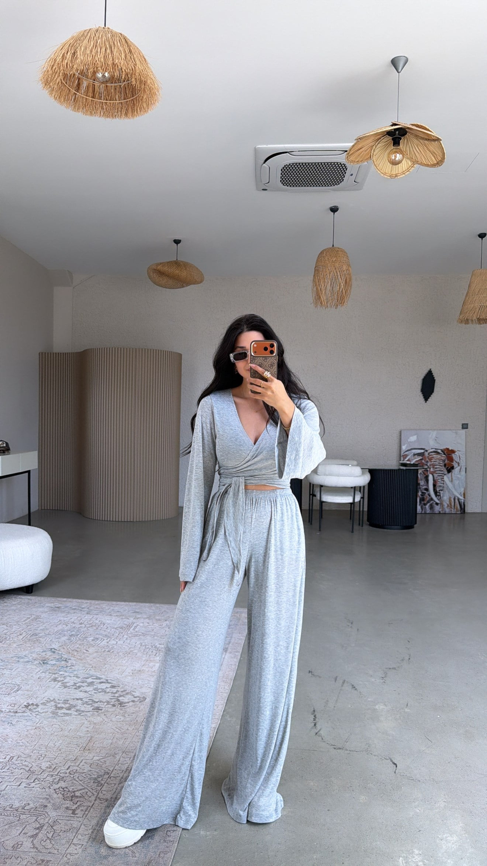 Gri Kruvaze İnce Bolero Pantolon Takım