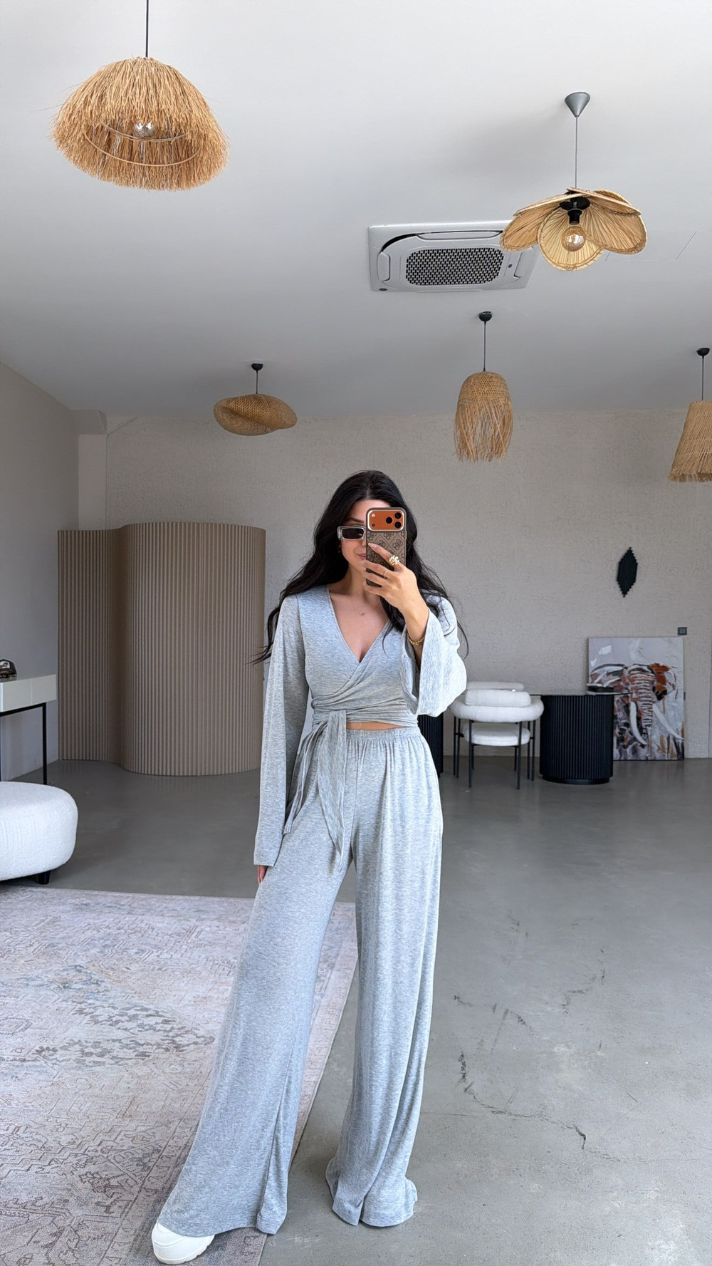 Gri Kruvaze İnce Bolero Pantolon Takım