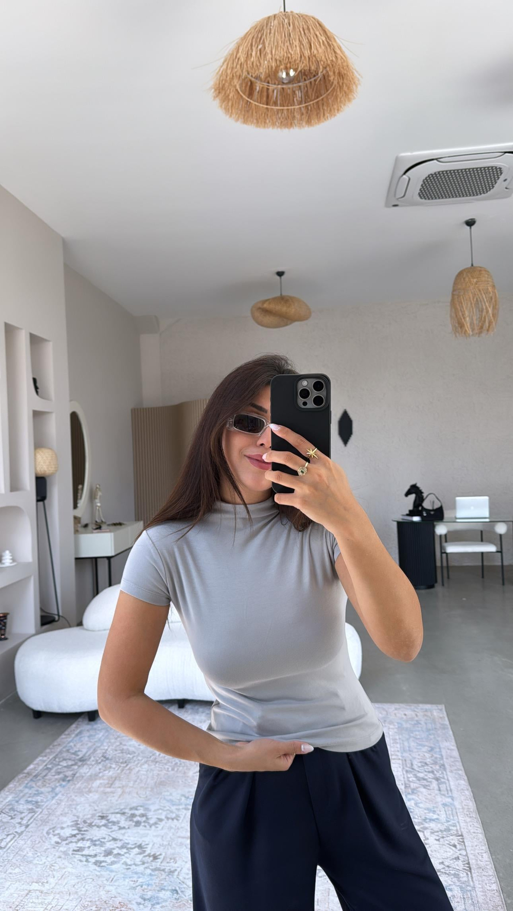 Gri Oys Modal Dik Yaka Basic