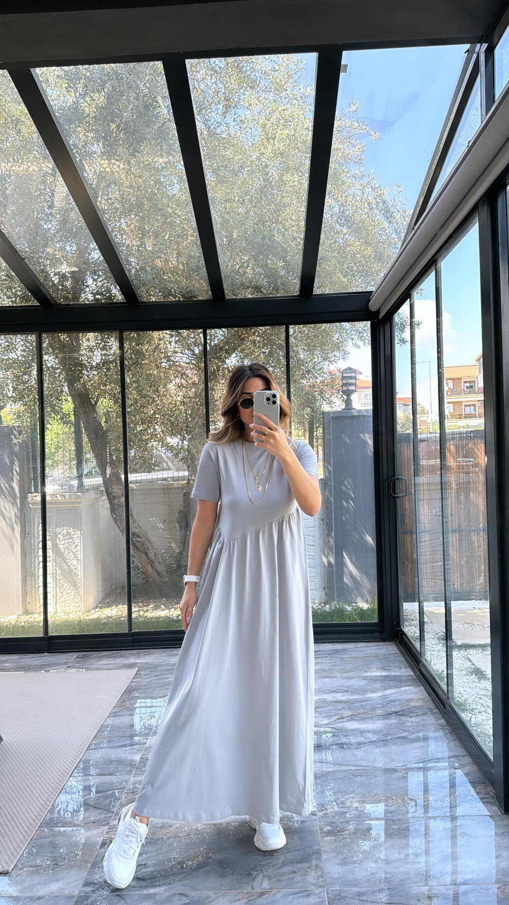 Gri Pamuk Basic Elbise